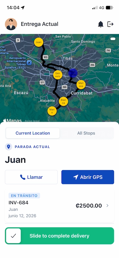 Ruta optimizada en Delivo