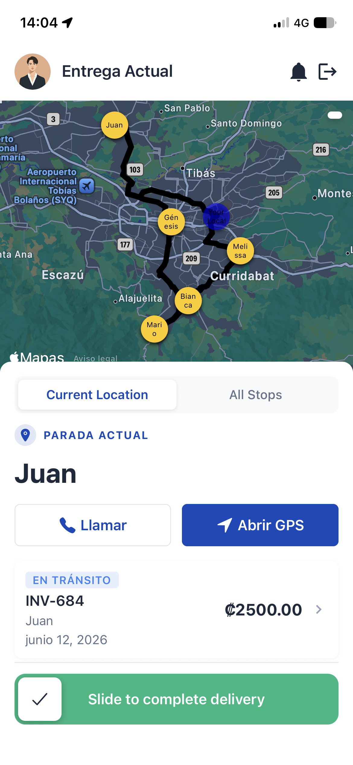 Ruta optimizada en Delivo